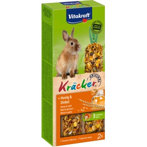 Vitakraft Kräcker Miele & Farro per conigli, 2 pezzi. Bastoncini da rosicchiare con cereali e miele.