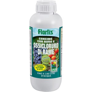 Flortis fungicida per malattie fungine delle piante. Concentrato in flacone bianco.