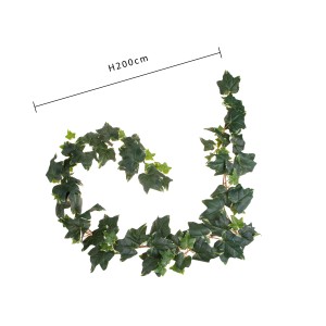 Ghirlanda di edera artificiale, lunga 200 cm, ideale per la decorazione. Pianta artificiale per interni.