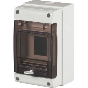 t.b.t. Cassetta di derivazione da esterno, bianca con sportello trasparente.