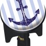 Wenko Tappo lavandino Pluggy Sailor con ancora blu su sfondo a righe bianche e blu.