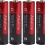 Set di 4 batterie alcaline AA (Mignon) rosse per vari dispositivi.