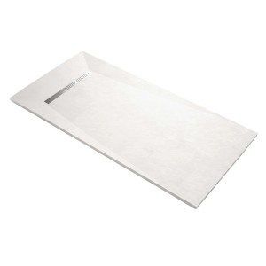 Piatto doccia rettangolare bianco t.b.t. con scarico integrato.
