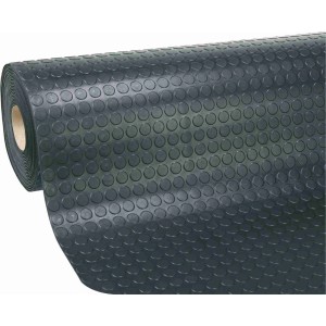 Rotolo di pavimentazione in PVC t.b.t. con texture a bottoni, colore grigio scuro.