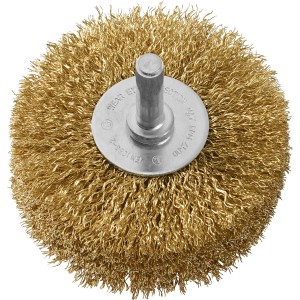 Spazzola per legno LUX Ø 80 mm, acciaio ottonato, per trapani. Per levigare e lucidare il legno.