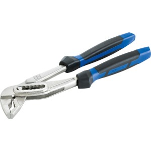 Pinza a pappagallo LUX Classic, 240 mm, con manici blu e neri per afferrare e allentare.