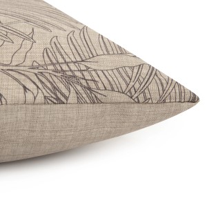 Copricuscino decorativo beige con motivo a foglie, adatto per cuscini e copricuscini.