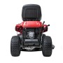 Vista posteriore del tosaerba rider Troy-Bilt Mini-Rider 76T-S rosso.