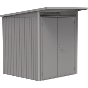 Casetta da giardino in metallo Biohort AvantGarde A1 grigio quarzo metallizzato con doppia porta.
