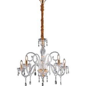 Elegante lampadario t.b.t. Lampadari con vetro cristallo e dettagli dorati.