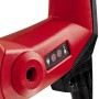 Dettaglio di un martello demolitore rosso con comandi.
