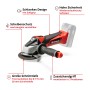 Smerigliatrice angolare a batteria Einhell Power X-Change TE-AG 18/115 Li Solo, rosso/nero, con impugnatura supplementare. Membro della famiglia Power X-Change.