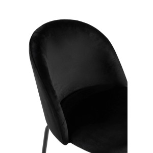 Sedia imbottita Sammi in velluto nero con struttura nera 50x57h78,5 cm