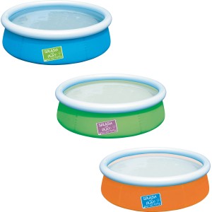 Piscina per bambini Bestway My First Fast Set, vari colori: piscina blu, verde e arancione con bordo bianco.