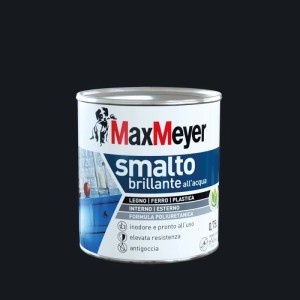 Smalto all`acqua poliuretanico brillante MaxMeyer nero 0,75 l
