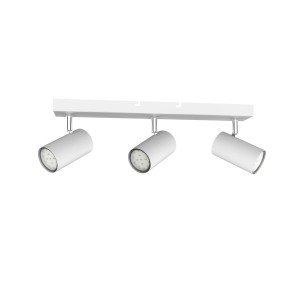 Faretto bianco Globo Robby, a 3 luci, per lampadine GU10, 410x60x120 mm.