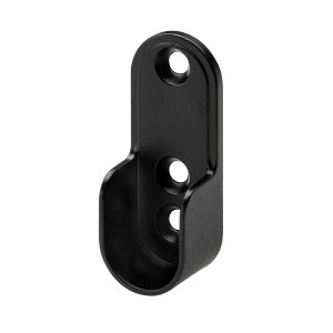 Staffa nera per accessori mobili per il montaggio di aste.