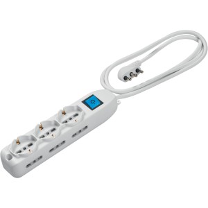 Multipresa t.b.t. bianca con interruttore e spina.