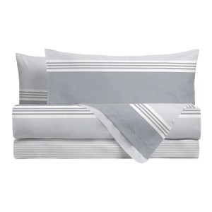 Completo letto matrimoniale stampato geometrico grigio