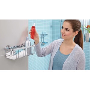 Cesto doccia cromato Tesa Aluxx (25 cm) con accessori per la doccia in bagno.
