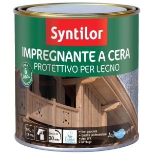 Barattolo di impregnante per legno Syntilor. Impregnante per esterni.