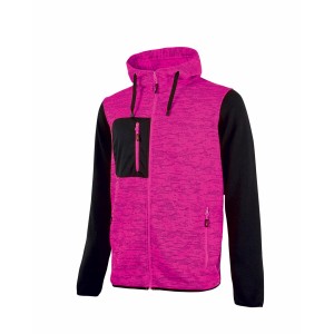 Giacca da lavoro t.b.t. rosa con cappuccio e maniche nere.