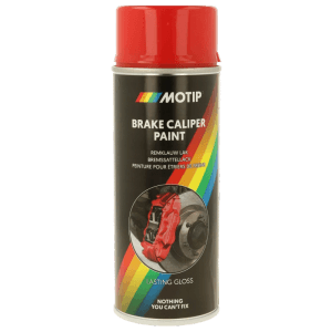 Bomboletta spray rossa per pinze freno. Vernice alchidica, resistente a graffi e intemperie per riparazioni.