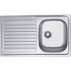 Lavello in acciaio inox con scolapiatti, ideale per la cucina.