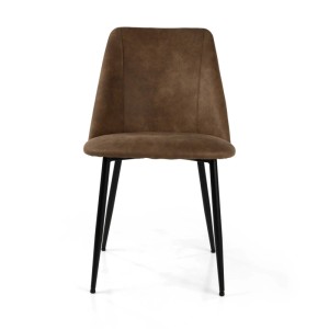 Sedia imbottita Molly in tessuto marrone e struttura in metallo 49,2x57,5h84 cm