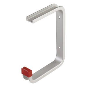 Gancio a soffitto in alluminio anodizzato, profilo a U, 120x160x100 mm, con cappuccio in gomma.