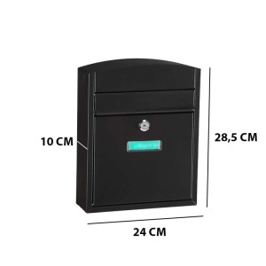 Cassetta postale acciaio chiavi incluse 24x10x28,5 cm nero opaco