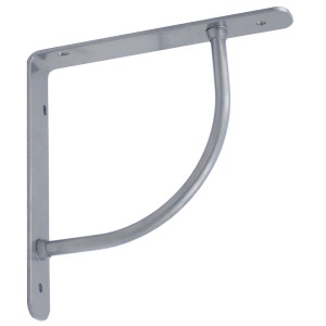 Mensola in metallo per montaggio a parete, color argento.