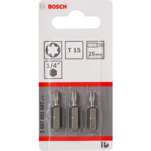 Bosch TX-Bit Pro T15, confezione da 3 inserti extra duri per viti TX interne.