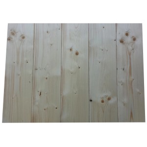 Pannelli in legno chiaro (Listoni) con nodi, adatti per rivestimenti di pareti e soffitti.