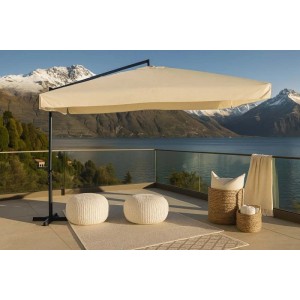 Ombrellone da giardino palo decentrato Garden Friend Quadro 3x3 m ecrù