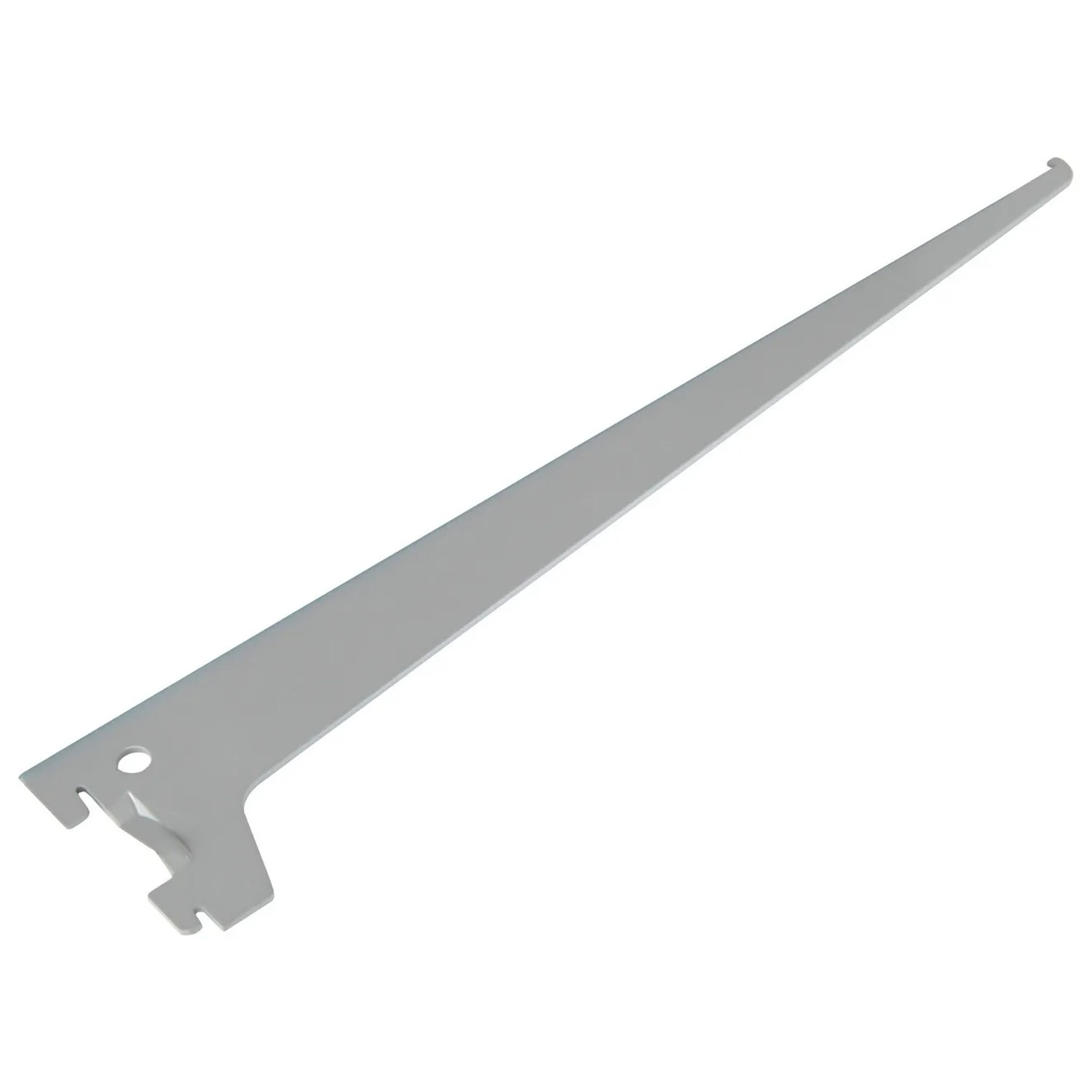 Staffa a slot singolo argentata, 40 cm, per scaffali e costruzione di mobili, con ganci di montaggio.
