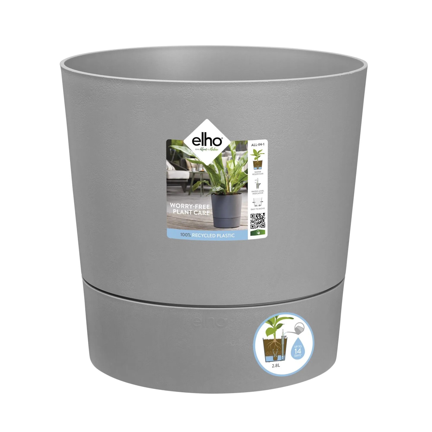 Vaso per piante fioriera Rato Round con inserto, diametro 25 cm colore: taupe