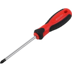 Cacciavite PZ2 x 100 mm con manico bicomponente rosso e nero.