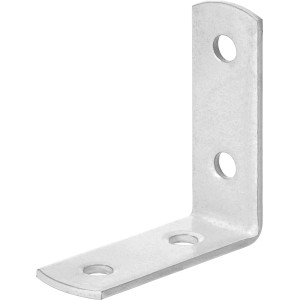 Squadretta angolare bianca verniciata a polvere, 40x40x14 mm, per costruzioni in legno.