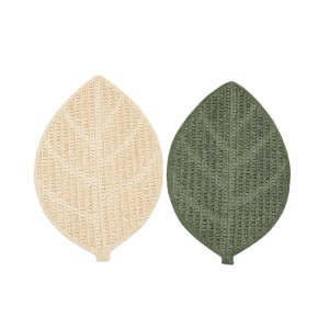 Tovaglietta americana a foglia 45x30 cm verde e bianco