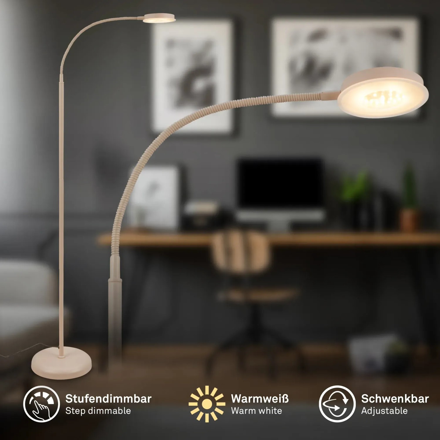 Brilliant Lampada Da Tavolo Primo Beige/Marrone Chiaro – Con Interruttore A Cavo, Portalampada E14, Adatta A LED E Lampadine A Caduta - 2