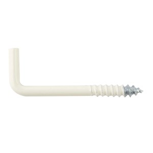 Gancio a vite bianco per Cancani, a forma di L con filetto per una presa sicura.