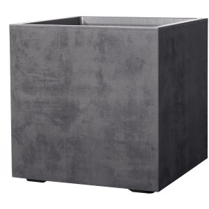 Deroma Cubo Millennium fioriera, 49x49x49 cm, antracite, con ruote. Vaso quadrato per interni ed esterni.