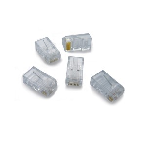 Connettori RJ45 trasparenti multipli per accessori telefonici.
