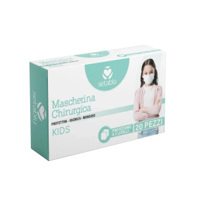 Confezione Setablu mascherine chirurgiche Kids, 20 pezzi. Mascherina protettiva per bambini.