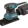 Levigatrice orbitale Makita con sacchetto raccoglipolvere per legno.