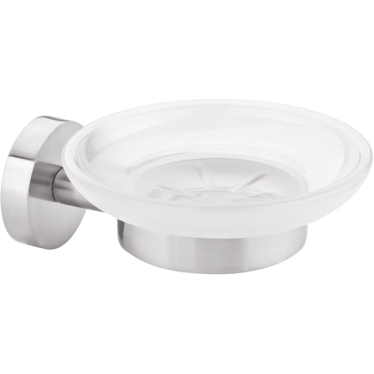 Portasapone Tesa Moon in acciaio inox per montaggio a parete in bagno.