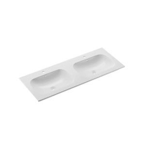 Mobile bagno consolle 2 vasche Caren bianco lucido l.121 h.17 p.46,5 cm