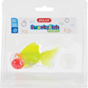 Zolux Sweety Fish Phospho, pesce ornamentale giallo per acquari, in confezione.