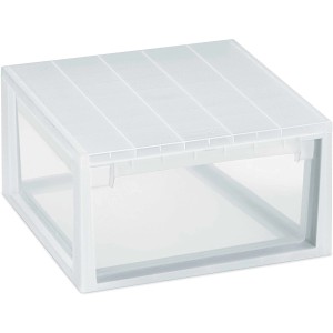 Contenitore/scatola portaoggetti t.b.t. trasparente in plastica.